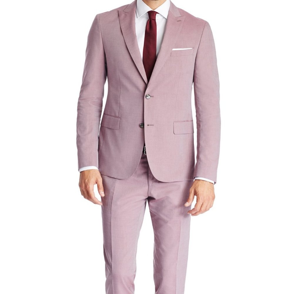 Hugo Boss Men's 'Rayman/Wayne' Slim Fit Textured Cotton Silk Blend Suit 40R